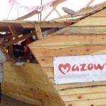 Banner Mazowsze serce Polski zamocowany na Polskim stoisku w czasie festiwalu Loary w Orleanie